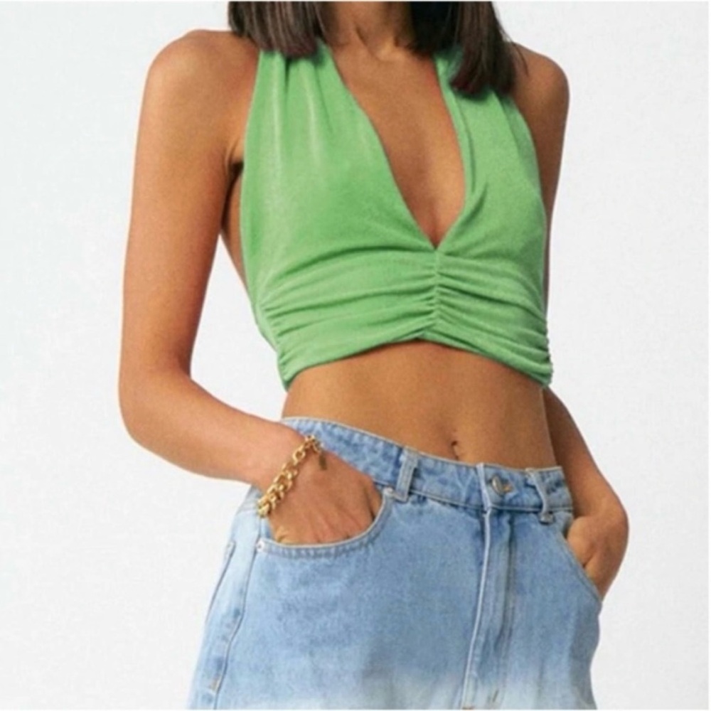Bamboo Green Halter Top Small Size